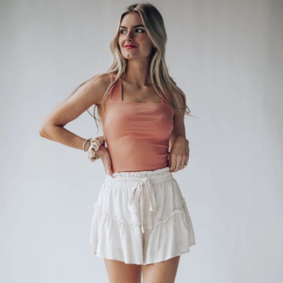 | southern alternative - coral rebel ribbed cross back crop top - medium | - Picture 3 of 4